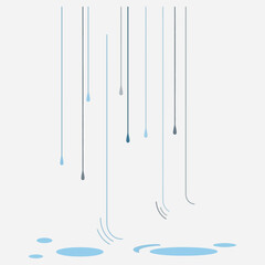 Abstract representation of rain falling and creating ripples in puddles on a light surface