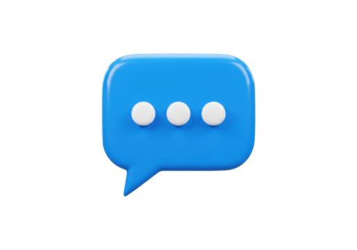 Isolated Blue Message Bubble with Dots Suggesting Loading Status Notification Rendering