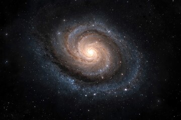 Fototapeta premium A mesmerizing view of a spiral galaxy with bright center and swirling arms filled with countless stars