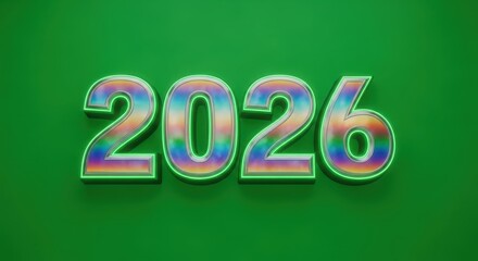 Metallic colorful 2026 3D typography