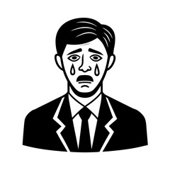 crying male office worker vector art illustration