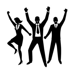 joyful business colleagues celebrating success vector art