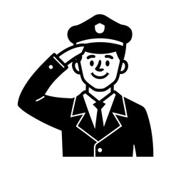 smiling police officer saluting vector art illustration