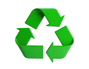 Shiny three-arrow symbol, green with grid texture, on a dark background