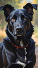 Fototapeta premium Close-up portrait of a black dog (2)