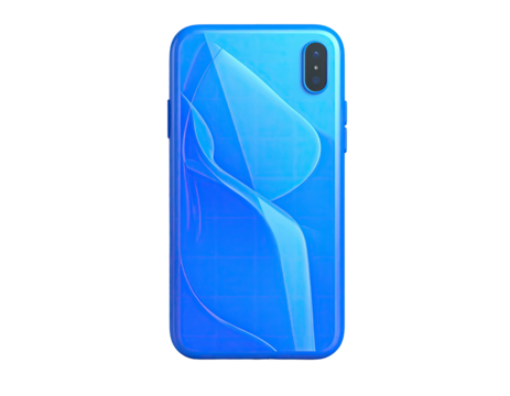 Back view of a modern cell phone with a blue gradient and camera