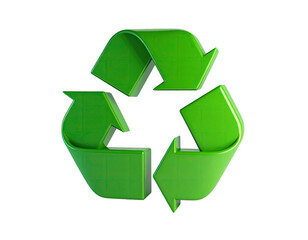 Obraz premium Bright green, three-arrowed recycling symbol over a stark black background