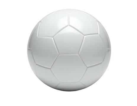 Shiny, white soccer ball featuring pentagon and hexagon panels on a black background