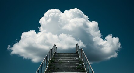 Stairway to the clouds conceptual image of ascent and ambition