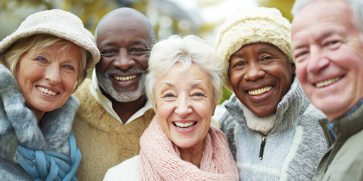 group of diverse elderly people smiling together - Powered by Adobe