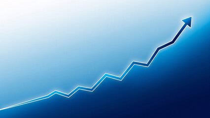 Blue Arrow Graph Showing Upward Trend And Positive Growth Against A Gradient Background Representing Progress And Success