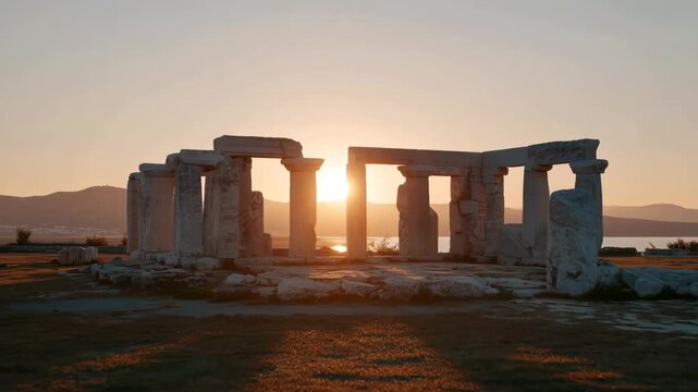 capture breathtaking sunsets over ancient ruins in greece highlighting warm hues of sky