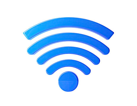 Glowing blue Wi-Fi symbol with radiating arcs on a black background