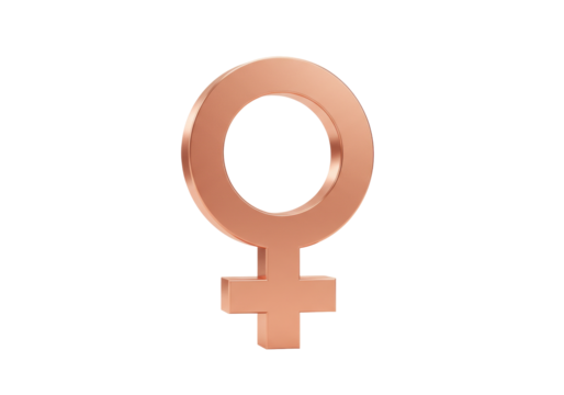 Isolated Female Symbol a Gender Sign Woman, Fertility, Femininity and Sexuality in Copper Tone