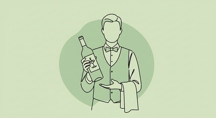 Waiter presenting wine bottle with elegant attire and serving cloth