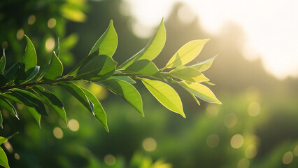 Fresh Green Leaves Background on a Sunny Day