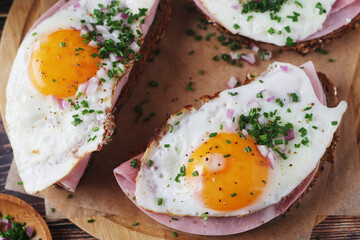 The Strammer Max sandwich, traditional dish in Germany Berlin and Saxon region