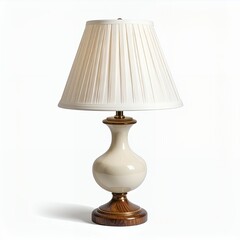 Elegant table lamp with pleated shade on a white background emphasizing simplicity