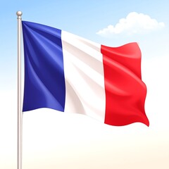 Obraz premium French flag waving in a clear sky