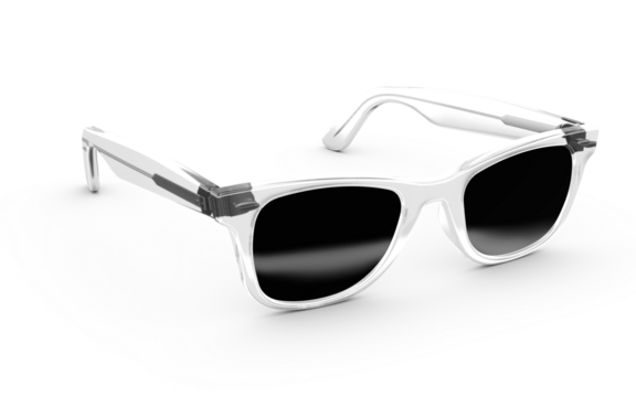 Sleek transparent sunglasses with a modern design, perfect for summer fashion and stylish eye protection in bright sunshine or for a trendy hipster look