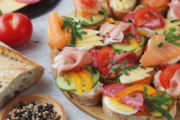 Oblozeny chlebicek or just chlebicek, traditional open sandwich in Czech Republic	