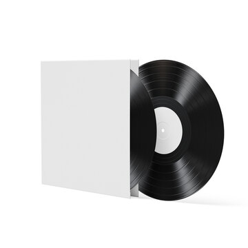 Classic vinyl record mockup with a blank white album cover for custom branding and retro music designs