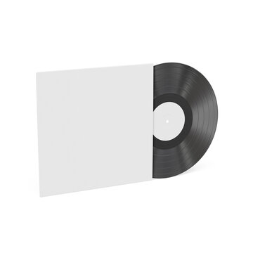 Classic vinyl record with a clean white sleeve, offering an ideal customizable mockup for album art, music branding, and retro design projects.