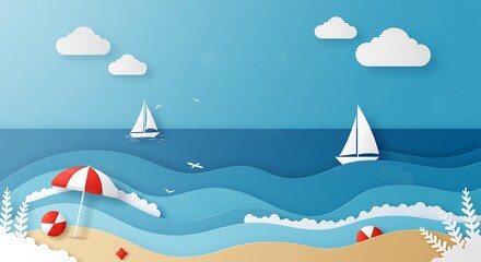Naklejka premium Paper Seascape Reverie