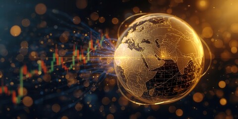 Global financial trends virtual environment infographic data analysis digital visualization