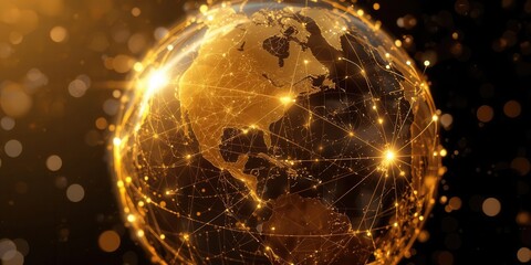 Global connectivity event digital world infographic virtual environment bird's eye view technology impact