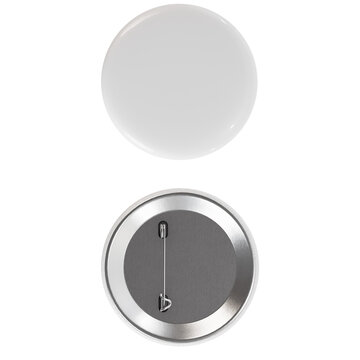 Blank white promotional pin badge showcasing front and back design for customizable marketing campaigns and personal expression