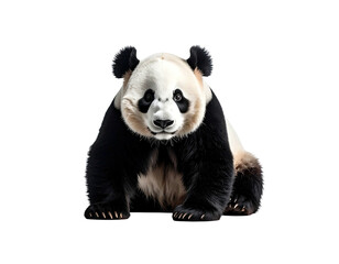 A large panda bear, black and white, with a friendly, forward-facing gaze