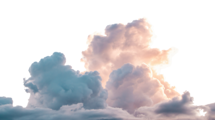 Dramatic sunset clouds with soft pink and blue hues evoke wonder