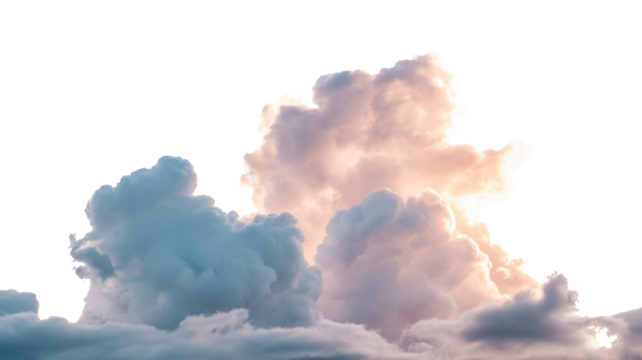 Dramatic sunset clouds with soft pink and blue hues evoke wonder