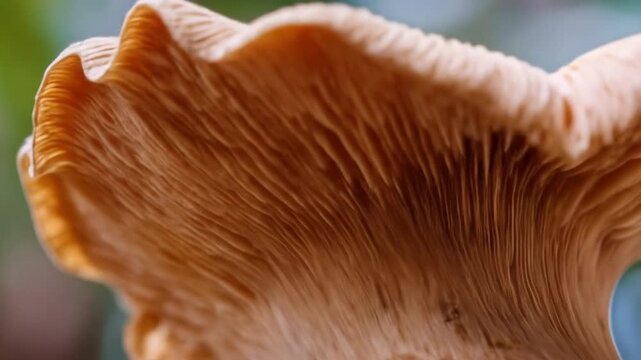 Detailed macro view of a brown mushroom cap texture in natural light