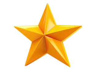 Shiny, golden, five-pointed star with a polished, reflective surface