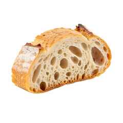 Sourdough Bread Slice with Golden Crust and Airy Interior on Transparent Backdrop