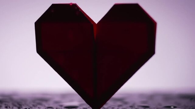 Red Origami Heart Footage Symbolizing Affection, Love, and Romance