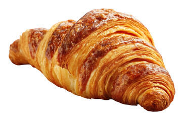 Close Up of a Golden Brown Croissant on Transparent Background Delicious Baked Pastry with Flaky Texture Ideal for Food Photography and Culinary Designs Appetizing Treat on Clear Backdrop