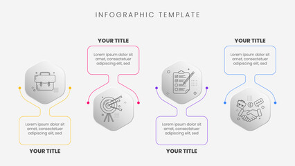 4 options infographic template with neumorphic style and icon illustration