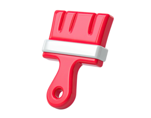 3D rendered red paint brush icon with white band and a black background