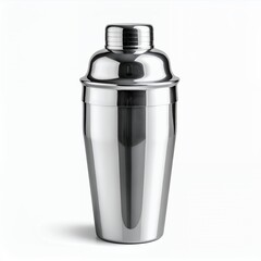 Sleek stainless steel cocktail shaker against a clean, neutral backdrop offering a modern feel
