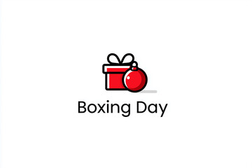 Boxing Day celebration illustrated with a red gift box and glove, playful vector design, clean and modern.