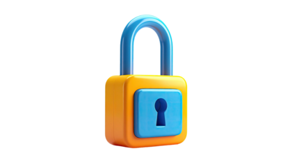 3D rendered colorful illustration of a closed padlock isolated on black