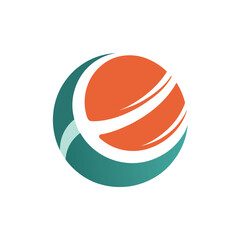 Abstract sphere logo with swirling orange and teal rings on white background Keywords: sphere, abstract, logo, symbol, design, element, vector