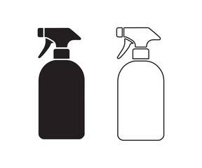 Spray bottle icon set, Cleaning, Water, or disinfectant sprayer vector