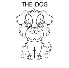 a dog line silhouette vector illustration .