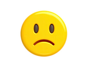 Fototapeta premium 3D-rendered yellow emoji with a downturned mouth and dark brown eyes against black