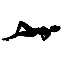 Fototapeta premium A women lying on the ground full black silhouette vector illustration design