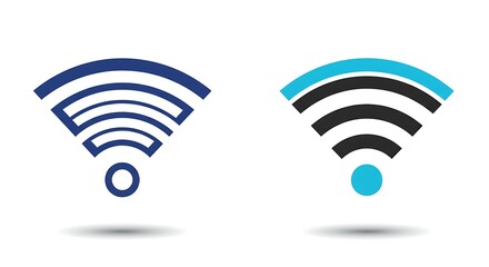 Wireless network icons in blue and teal isolated on white background